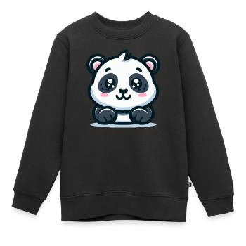 Panda-Bär: Cartoon-Thema - Kinder Premium Organic Sweatshirt - Schwarz - Vorne - AI Model Kid Female (0cm)