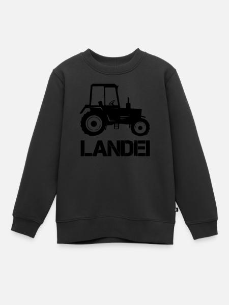 Tracteur Landei - Sweat Premium enfant bio - noir