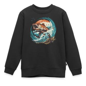 Angeln Fishing Ausflug Fische See Angelrute fisher - Kinder Premium Organic Sweatshirt - Schwarz - Vorne - AI Model Kid Female (0cm)