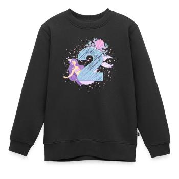 Second Birthday Mermaid Girl Kids 2nd - Kids Premium Organic Sweatshirt - black - Front - AI Model Kid Female (0cm)