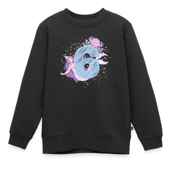 Sixième anniversaire sirène fille enfants 6ème - Sweat Premium enfant bio - noir - Devant - AI Model Kid Female (0cm)