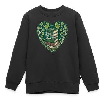 Bücherwurm - Kinder Premium Organic Sweatshirt - Schwarz - Vorne - AI Model Kid Female (0cm)