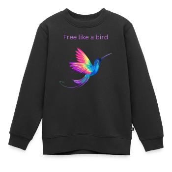 Free like a bird - Kinder Premium Organic Sweatshirt - Schwarz - Vorne - AI Model Kid Female (0cm)