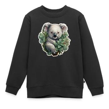 Koala mit Eukalyptus - Kinder Premium Organic Sweatshirt - Schwarz - Vorne - AI Model Kid Female (0cm)