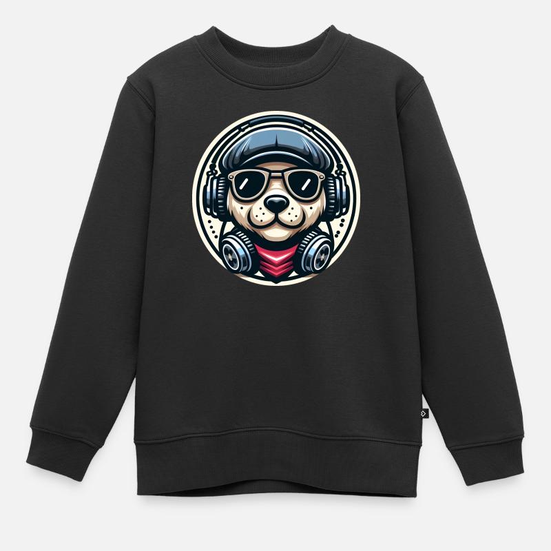 Chien de musique - Sweat Premium enfant bio - noir