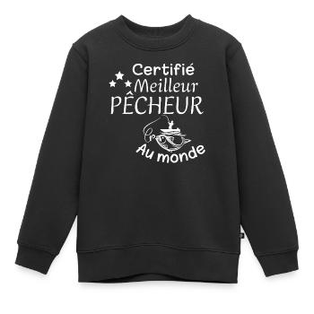 Meilleur Pêcheur au monde - Sweat Premium enfant bio - noir - Devant - AI Model Kid Female (0cm)