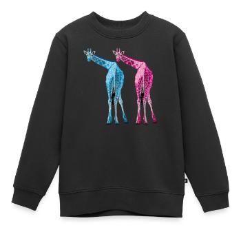Giraffen lassen es krachen - Kinder Premium Organic Sweatshirt - Schwarz - Vorne - AI Model Kid Female (0cm)