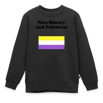 Non binaire et fabuleux - Sweat Premium enfant bio - noir - Devant - AI Model Kid Female (0cm)