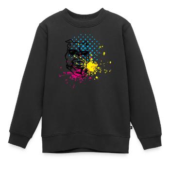 Éclaboussure de bouledogue - Sweat Premium enfant bio - noir - Devant - AI Model Kid Female (0cm)