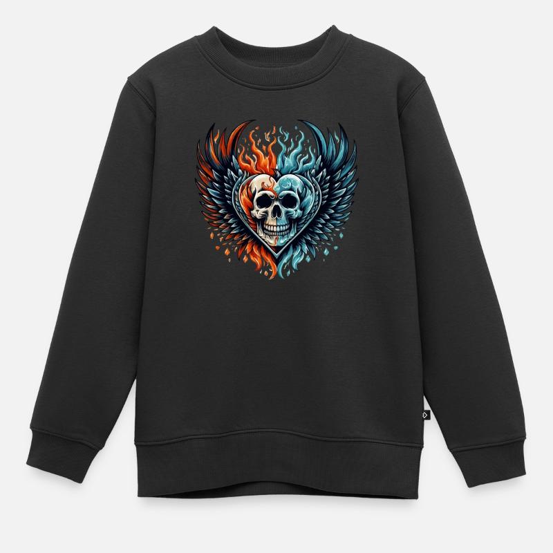 Heart Skull - Kids Premium Organic Sweatshirt - black