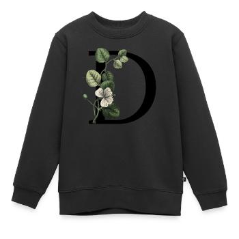 Grüner botanischer Buchstabe - Kinder Premium Organic Sweatshirt - Schwarz - Vorne - AI Model Kid Female (0cm)