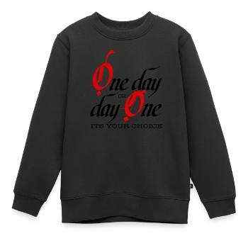 Un jour ou un jour – c’est vous qui choisissez - Sweat Premium enfant bio - noir - Devant - AI Model Kid Female (0cm)