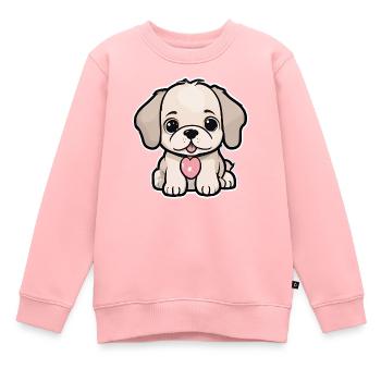 Baby Hund - Kinder Premium Organic Sweatshirt - Rosa - Vorne - AI Model Kid Female (0cm)