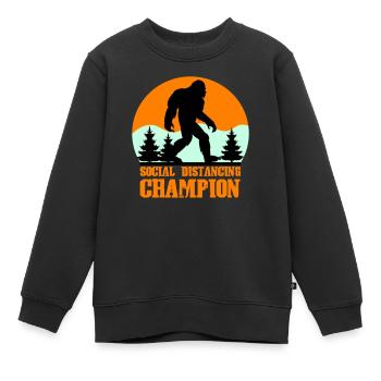 big foot social distancing - Kinder Premium Organic Sweatshirt - Schwarz - Vorne - AI Model Kid Female (0cm)