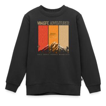 Vanlife adventurer - couleurs rétro des années 70 - Sweat Premium enfant bio - noir - Devant - AI Model Kid Female (0cm)