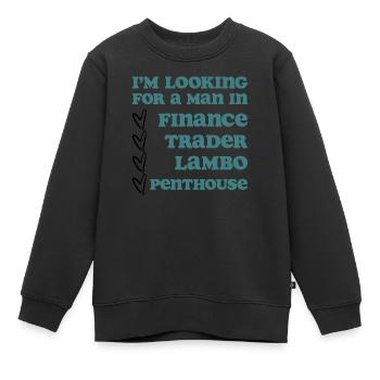 I'm looking for a man in finance - Kids Premium Organic Sweatshirt - black - Front - AI Model Kid Female (0cm)