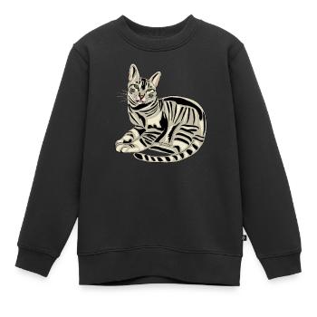 König getigertes Kätzchen - Kinder Premium Organic Sweatshirt - Schwarz - Vorne - AI Model Kid Female (0cm)
