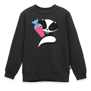 Skunk avec cône d’école inscription à l’école - Sweat Premium enfant bio - noir - Devant - AI Model Kid Female (0cm)