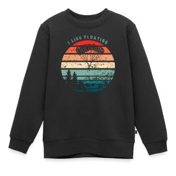 Ich mag Schweben - Retro Skydiving - Kinder Premium Organic Sweatshirt - Schwarz - Vorne - AI Model Kid Female (0cm)