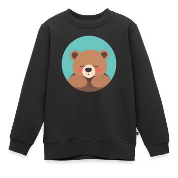 Kuschelfertiger Teddybär mit rosa Wangen - Kinder Premium Organic Sweatshirt - Schwarz - Vorne - AI Model Kid Female (0cm)