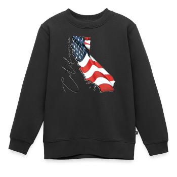 Drapeau des États-Unis en Californie Carte de l’État de Californie - Sweat Premium enfant bio - noir - Devant - AI Model Kid Female (0cm)