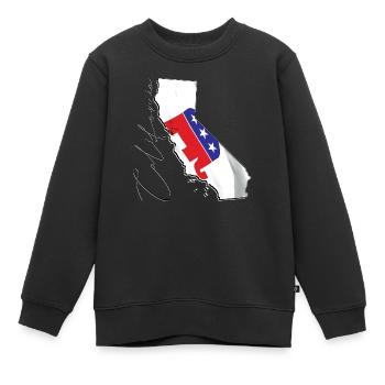 Drapeau républicain dans la carte de l’État de Californie CA - Sweat Premium enfant bio - noir - Devant - AI Model Kid Female (0cm)