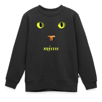 miau Katze - Kinder Premium Organic Sweatshirt - Schwarz - Vorne - AI Model Kid Female (0cm)