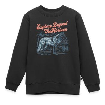 Erkunden Sie hinter dem Horizont - Kinder Premium Organic Sweatshirt - Schwarz - Vorne - AI Model Kid Female (0cm)