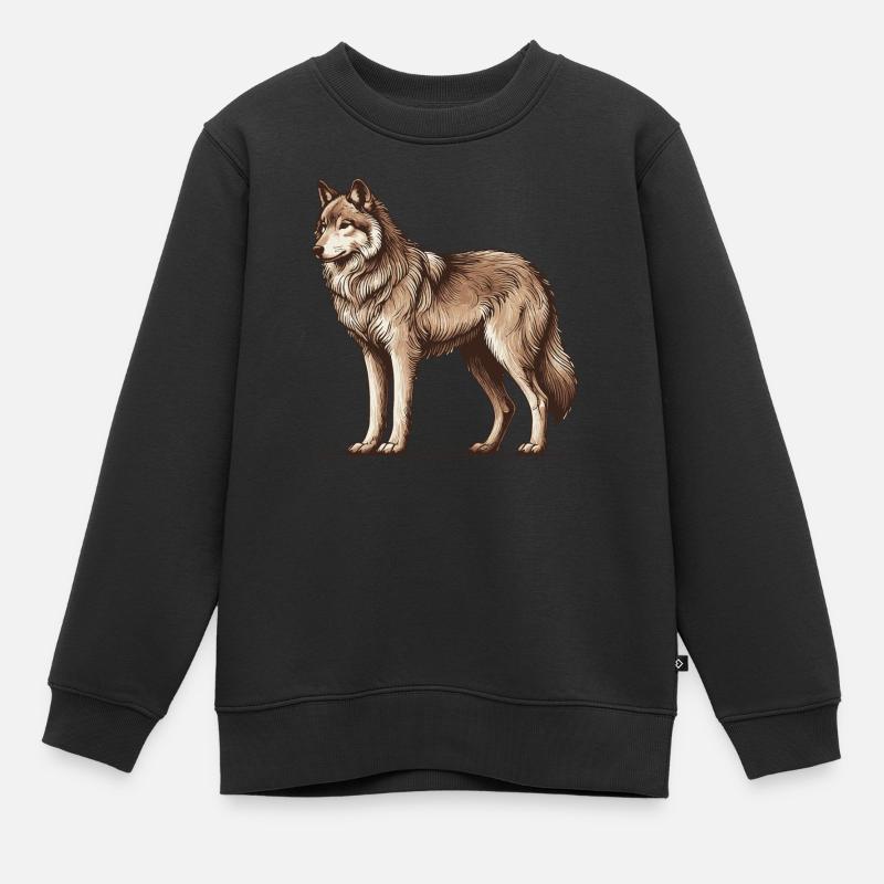 Wolf - Kids Premium Organic Sweatshirt - black