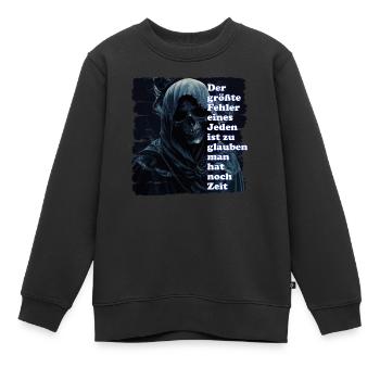 Time is our most precious asset. - Kids Premium Organic Sweatshirt - black - Front - AI Model Kid Female (0cm)