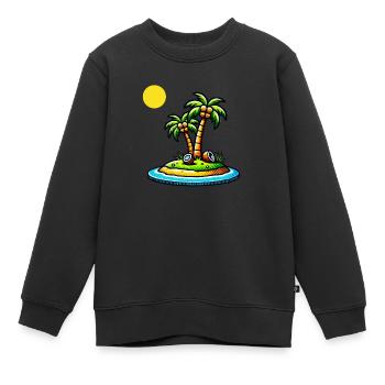 Palmen Insel - Kinder Premium Organic Sweatshirt - Schwarz - Vorne - AI Model Kid Female (0cm)