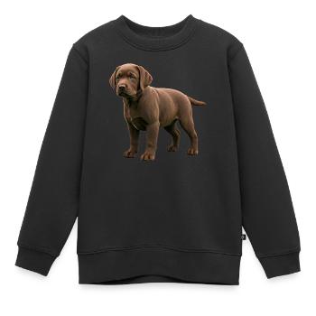 Chiot labrador réel - Sweat Premium enfant bio - noir - Devant - AI Model Kid Female (0cm)