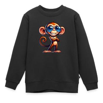 affe sonnenbrille - Kinder Premium Organic Sweatshirt - Schwarz - Vorne - AI Model Kid Female (0cm)