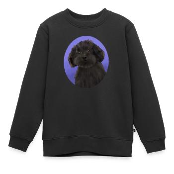 Hund Schwarzer kleiner Pudel - Kinder Premium Organic Sweatshirt - Schwarz - Vorne - AI Model Kid Female (0cm)