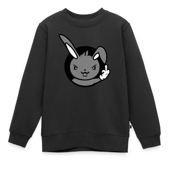 Hase Mittelfinger Zeigen Böse Frech Beleidigend - Kinder Premium Organic Sweatshirt - Schwarz - Vorne - AI Model Kid Female (0cm)