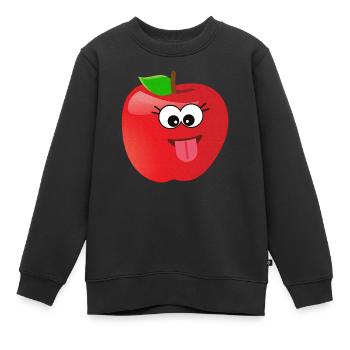 Lustiger lächelnder Apfel Obst mit Gesicht - Kinder Premium Organic Sweatshirt - Schwarz - Vorne - AI Model Kid Female (0cm)