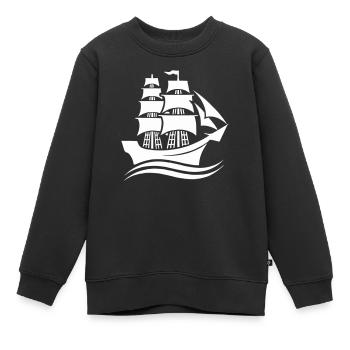 schiff 1 - Kinder Premium Organic Sweatshirt - Schwarz - Vorne - AI Model Kid Female (0cm)