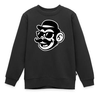 Affe Sir Mustache - Kinder Premium Organic Sweatshirt - Schwarz - Vorne - AI Model Kid Female (0cm)