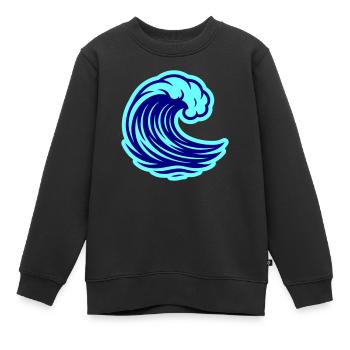 Welle Ozean - Kinder Premium Organic Sweatshirt - Schwarz - Vorne - AI Model Kid Female (0cm)