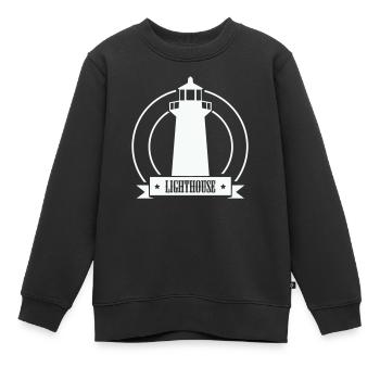 Lighthouse - Kids Premium Organic Sweatshirt - black - Front - AI Model Kid Female (0cm)