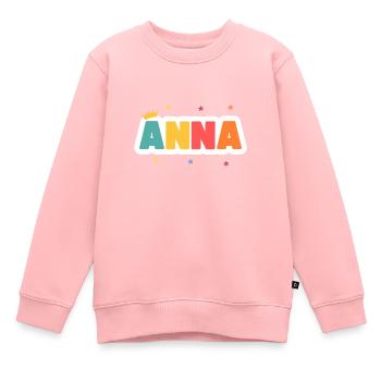 Anna! Personalisierbar - Kinder Premium Organic Sweatshirt - Rosa - Vorne - AI Model Kid Female (0cm)