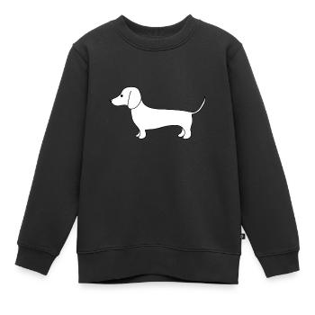 Mignon teckel au trait fin sur blanc - Sweat Premium enfant bio - noir - Devant - AI Model Kid Female (0cm)