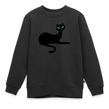Retro Katze : Eleganz von Patjila - Kinder Premium Organic Sweatshirt - Schwarz - Vorne - AI Model Kid Female (0cm)
