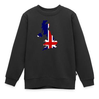 UK / United Kingdom - Sweat Premium enfant bio - noir - Devant - AI Model Kid Female (0cm)