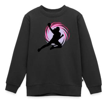 Wirbel Handballerin - Kinder Premium Organic Sweatshirt - Schwarz - Vorne - AI Model Kid Female (0cm)