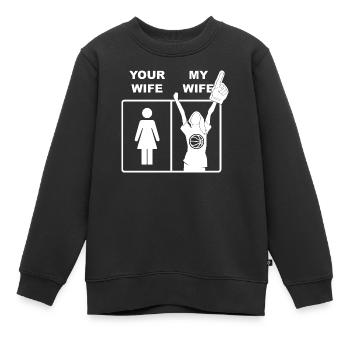 Votre femme Ma femme de basket-ball - Sweat Premium enfant bio - noir - Devant - AI Model Kid Female (0cm)