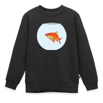 Poisson rouge - Sweat Premium enfant bio - noir - Devant - AI Model Kid Female (0cm)