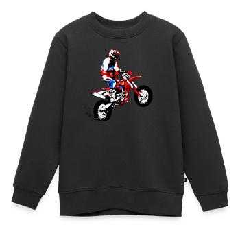 Supermoto Racer - Kinder Premium Organic Sweatshirt - Schwarz - Vorne - AI Model Kid Female (0cm)