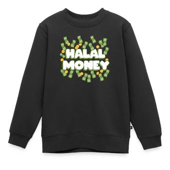 HALAL MONEY - Kids Premium Organic Sweatshirt - black - Front - AI Model Kid Female (0cm)