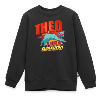 Theo - Kinder Premium Organic Sweatshirt - Schwarz - Vorne - AI Model Kid Female (0cm)